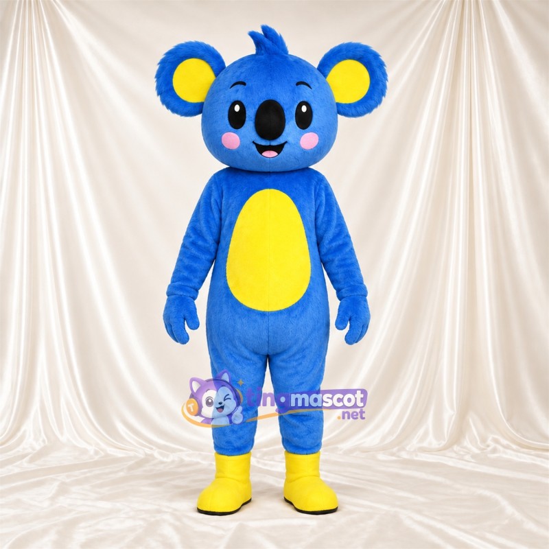 Blue Koala Mascot Costume - Yellow Belly and Yellow Feet Blue Koala Mascot Costume - Yellow Belly and Yellow Feet