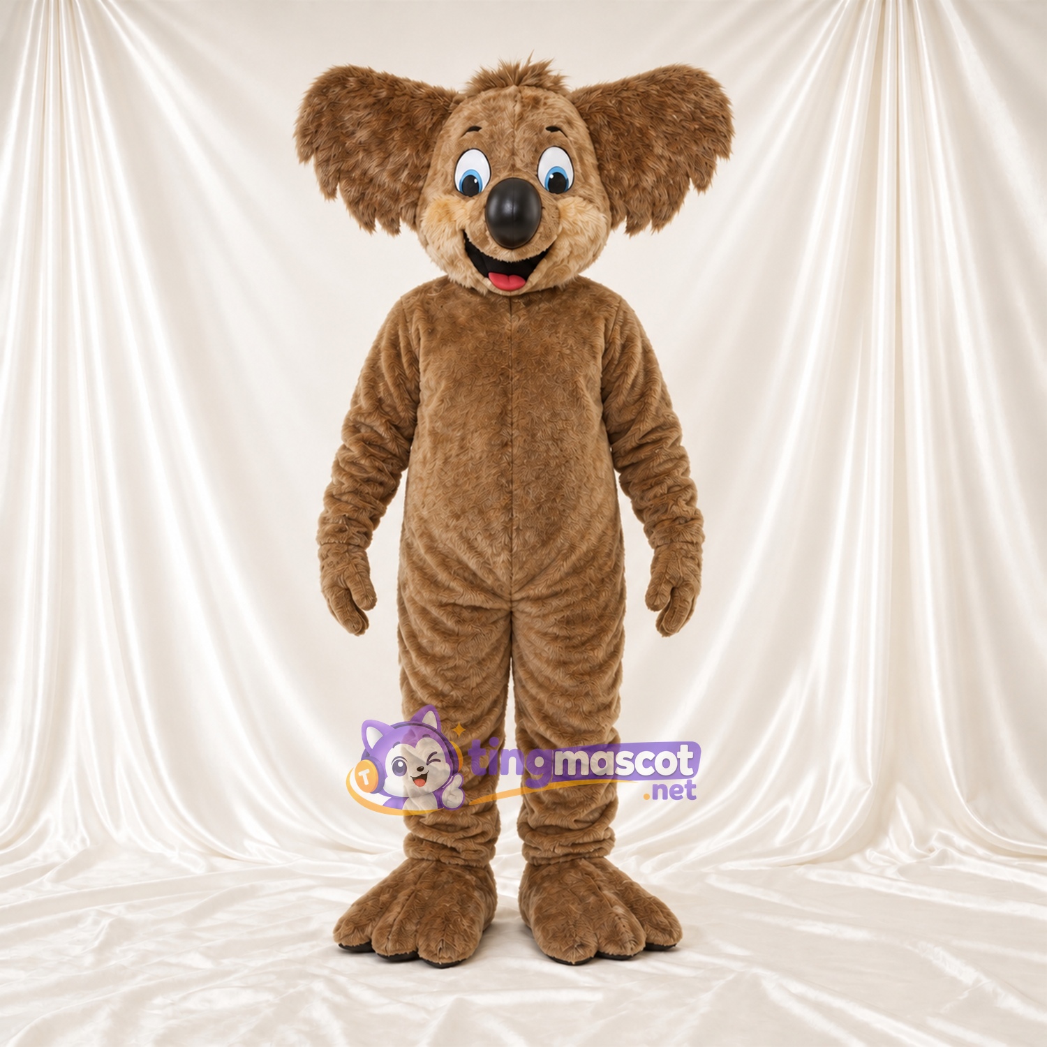 Brown Koala Mascot Costume - Blue Eyes and Shaggy Fur Brown Koala Mascot Costume - Blue Eyes and Shaggy Fur