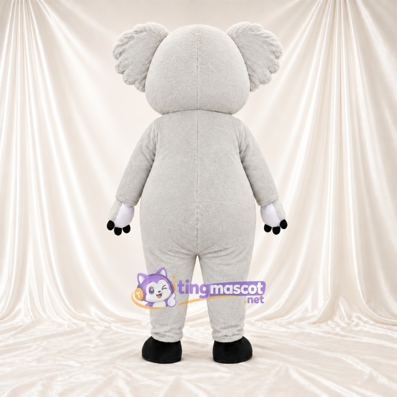 Gray Koala Mascot Costume - Leaf-Shaped White Belly and Pink Cheeks Gray Koala Mascot Costume - Leaf-Shaped White Belly and Pink Cheeks