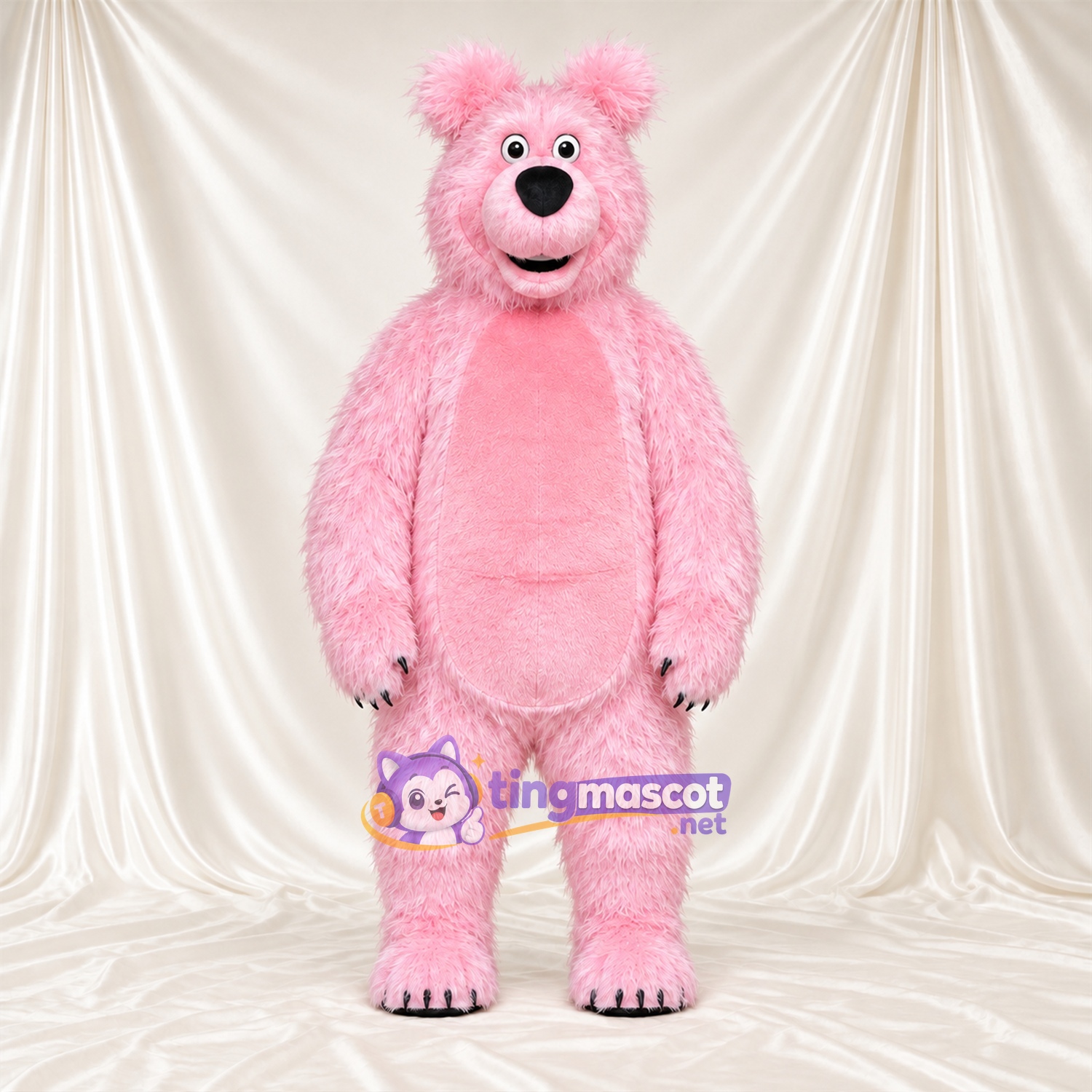Maskottchenkostüm Bär – rosa – Krallen (schwarz); Nase (schwarz) Maskottchenkostüm Bär – rosa – Krallen (schwarz); Nase (schwarz)