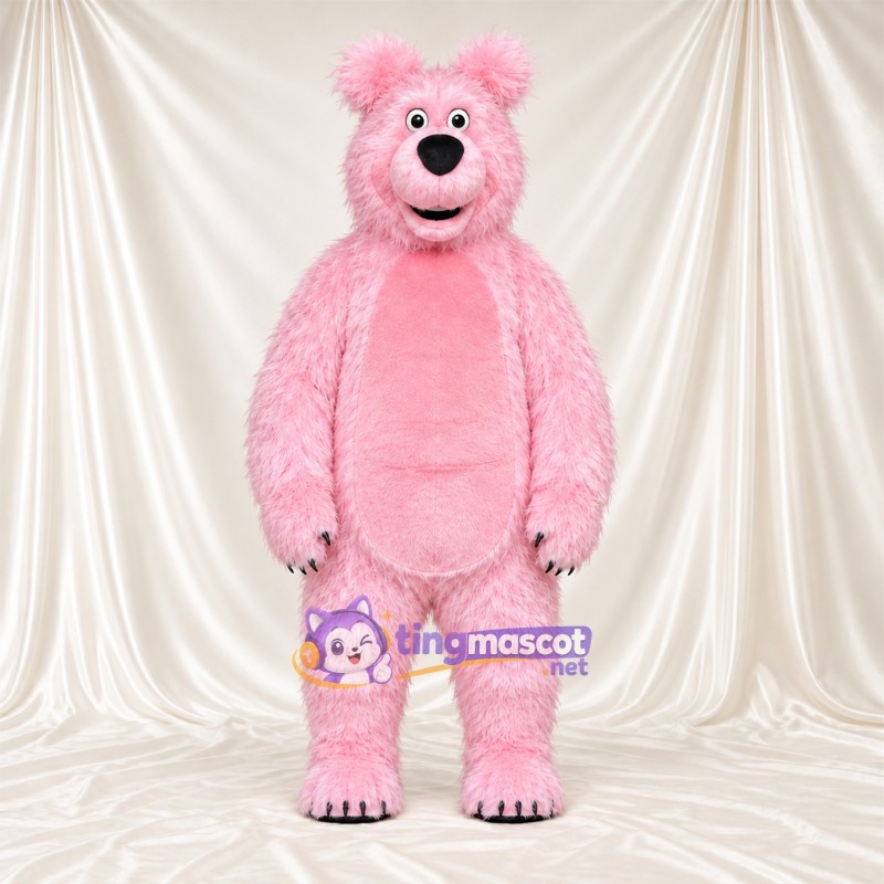 Maskottchenkostüm Bär – rosa – Krallen (schwarz); Nase (schwarz) Maskottchenkostüm Bär – rosa – Krallen (schwarz); Nase (schwarz)