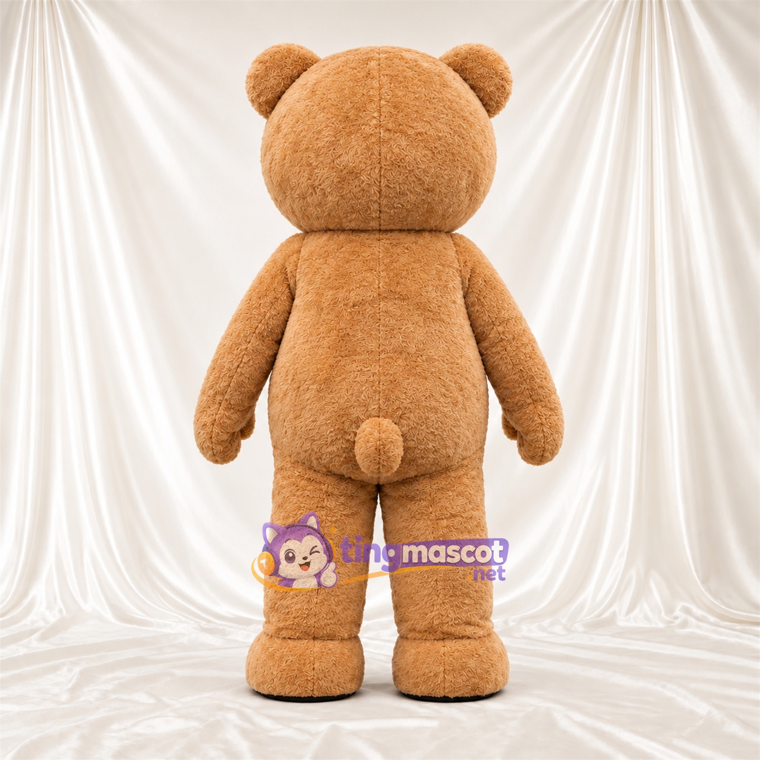 Costume de mascotte Nounours – brun clair – Petites oreilles rondes; Museau (blanc)