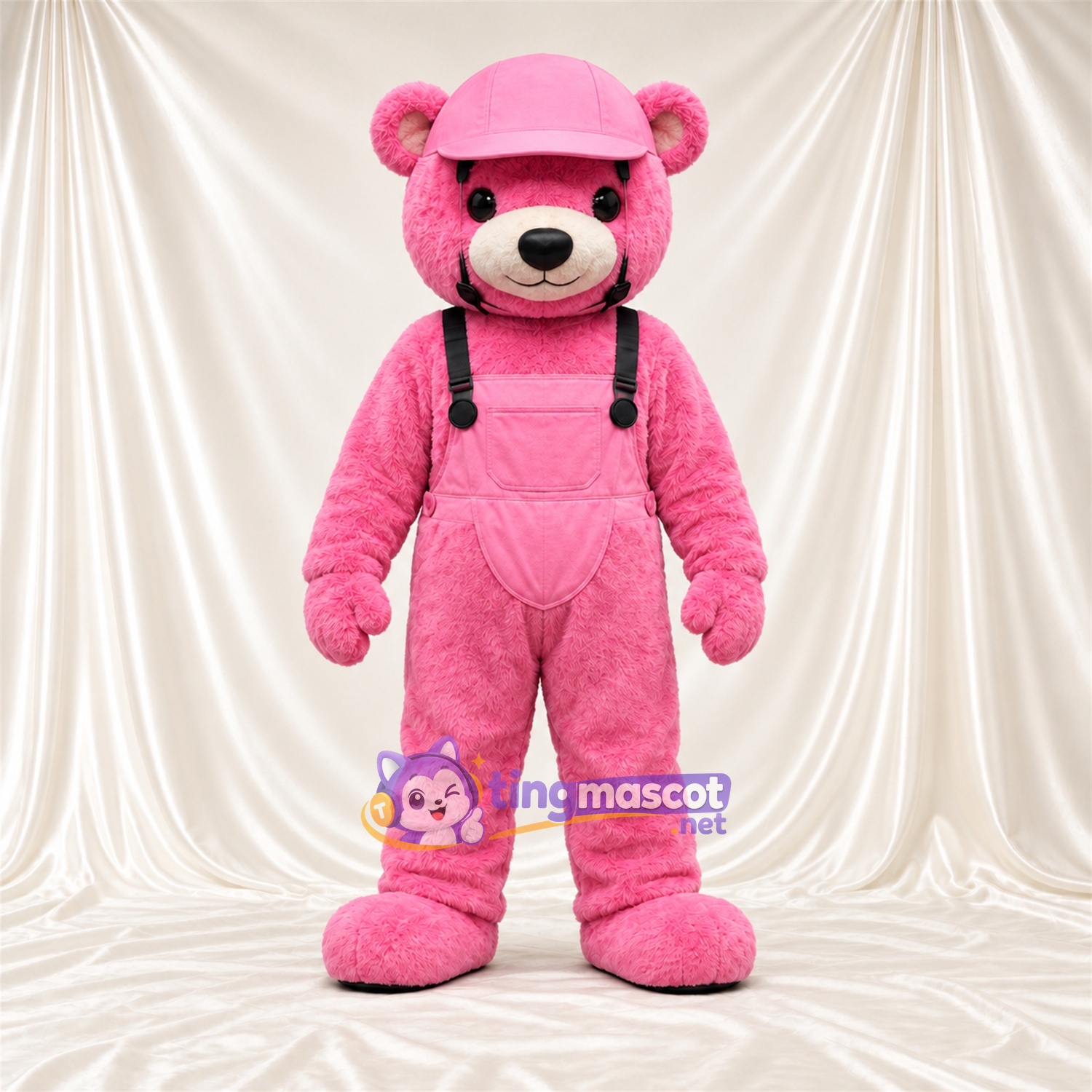 Maskottchenkostüm Bär – rosa – Hut; Latzhose Maskottchenkostüm Bär – rosa – Hut; Latzhose