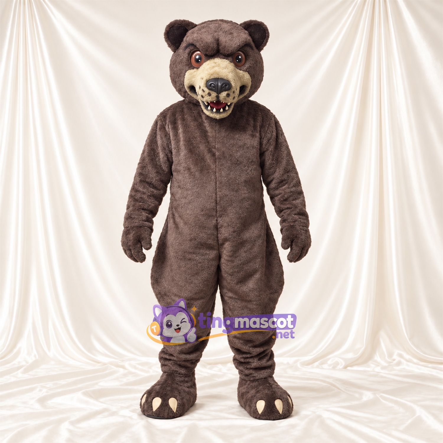 Maskottchenkostüm Bär – grau – Krallen (weiß); Schnauze (creme) Maskottchenkostüm Bär – grau – Krallen (weiß); Schnauze (creme)