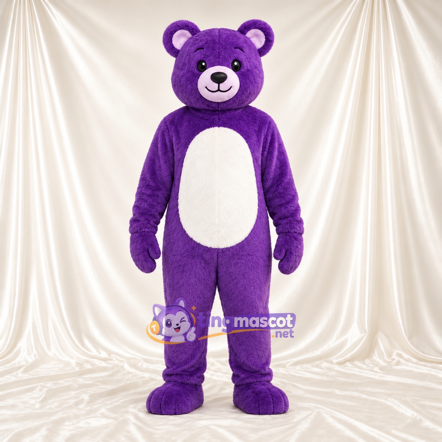 Maskottchenkostüm Bär – violett – Bauch (weiß) Maskottchenkostüm Bär – violett – Bauch (weiß)