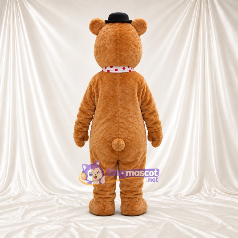 Maskottchenkostüm Bär – hellbraun – Hut (schwarz); Schal Maskottchenkostüm Bär – hellbraun – Hut (schwarz); Schal