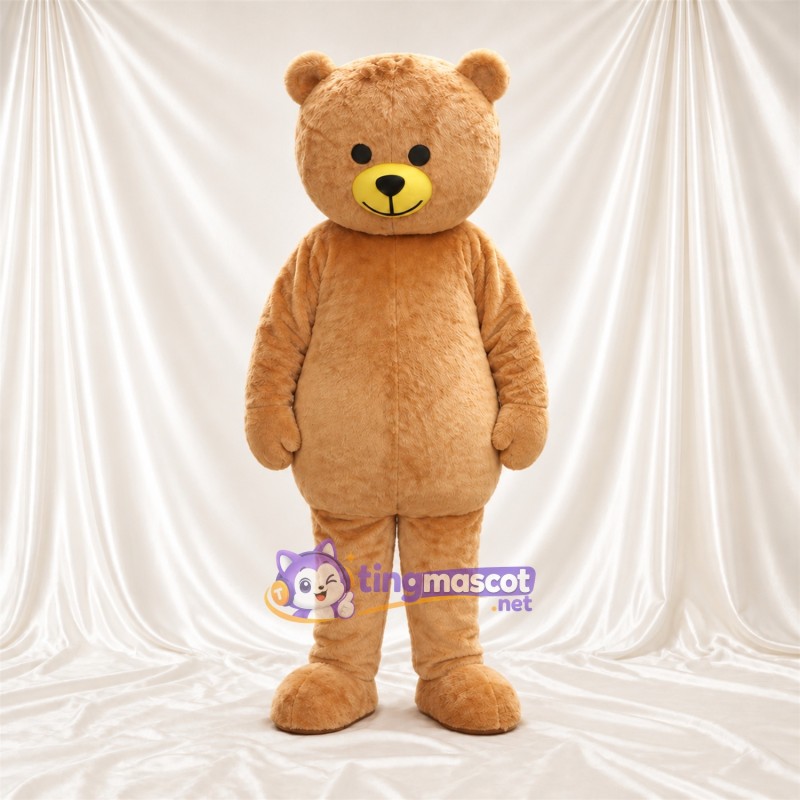 Costume de mascotte Nounours – brun clair – Museau (jaune); Touffe sur la tête Costume de mascotte Nounours – brun clair – Museau (jaune); Touffe sur la tête