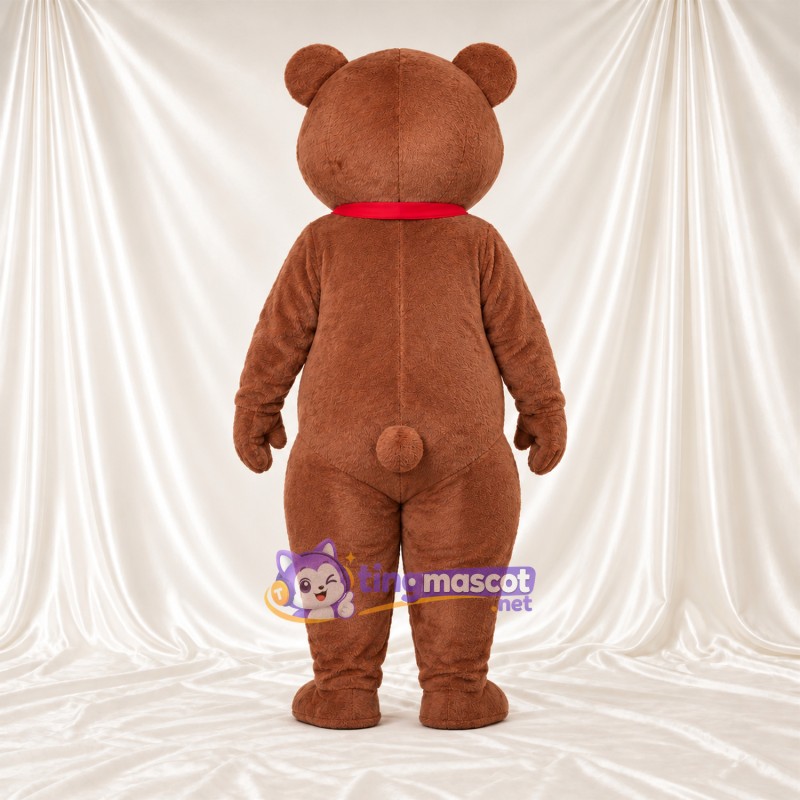 Maskottchenkostüm Bär – braun – Fliege (rot); Bauch (weiß) Maskottchenkostüm Bär – braun – Fliege (rot); Bauch (weiß)