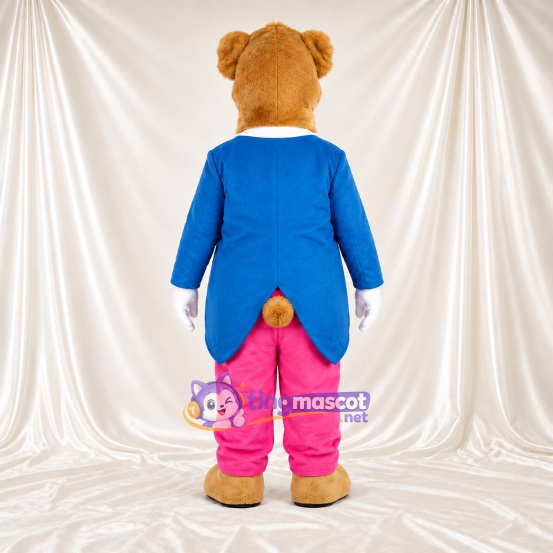 Maskottchenkostüm Bär – braun – Jacke (blau); Hose (rosa) Maskottchenkostüm Bär – braun – Jacke (blau); Hose (rosa)