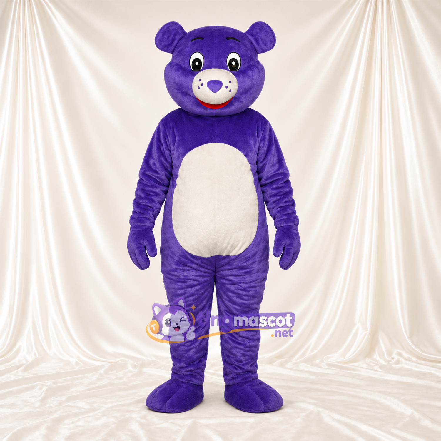 Maskottchenkostüm Bär – violett – Bauch (creme) Maskottchenkostüm Bär – violett – Bauch (creme)