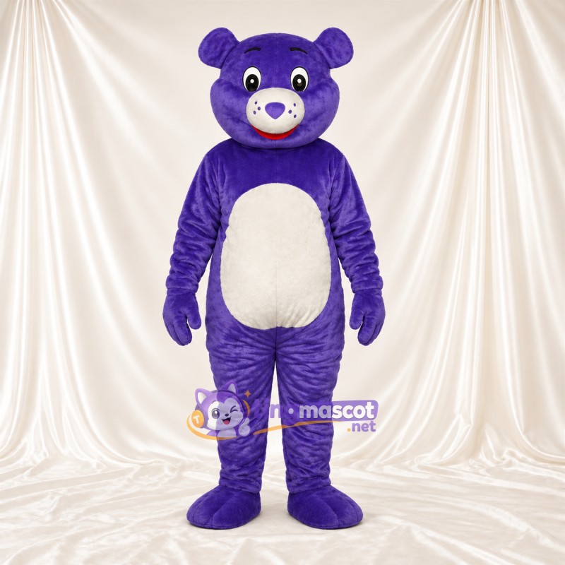 Maskottchenkostüm Bär – violett – Bauch (creme)