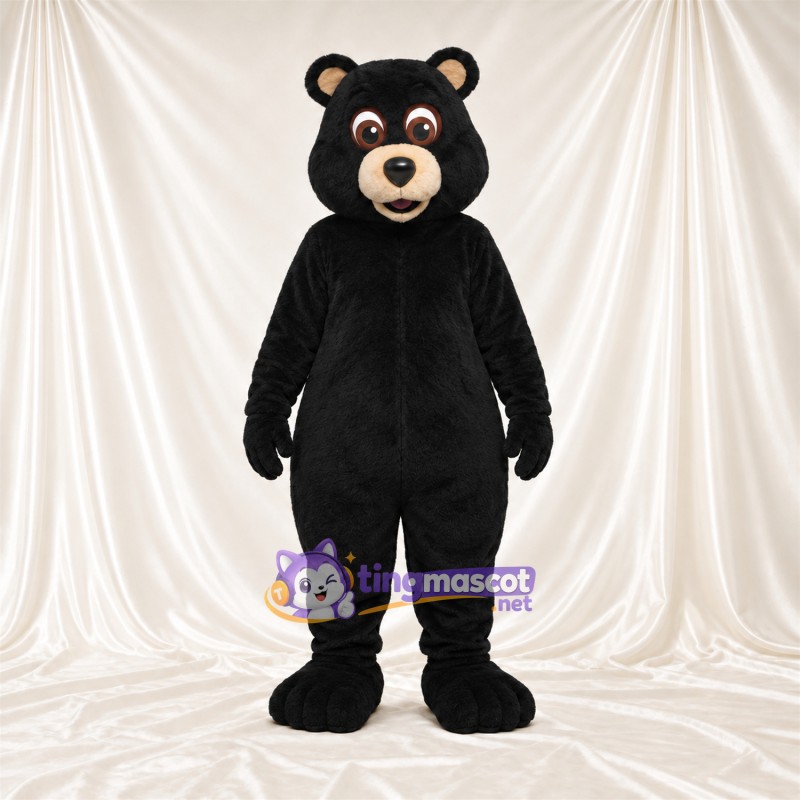 Maskottchenkostüm Bär – schwarz – Kleine runde Ohren; Schnauze (hellbraun) Maskottchenkostüm Bär – schwarz – Kleine runde Ohren; Schnauze (hellbraun)