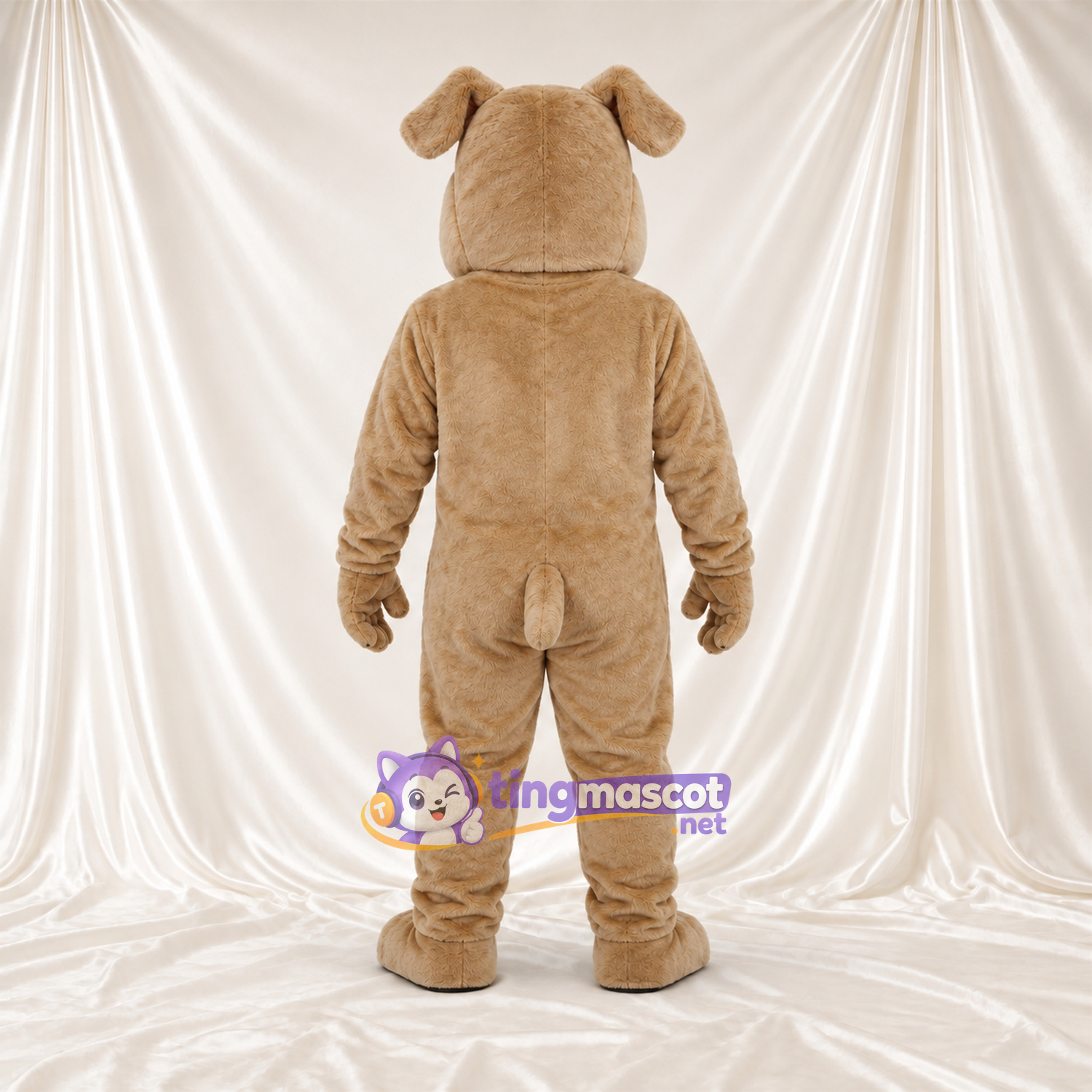 Costume de mascotte Bouledogue – brun clair – Visage; Crocs pointus Costume de mascotte Bouledogue – brun clair – Visage; Crocs pointus