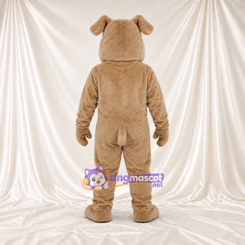 Costume de mascotte Bouledogue – brun clair – Visage; Crocs pointus Costume de mascotte Bouledogue – brun clair – Visage; Crocs pointus