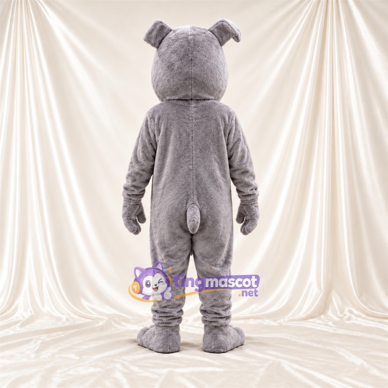 Costume de mascotte Bouledogue – gris – Museau (blanc); Yeux (bleu) Costume de mascotte Bouledogue – gris – Museau (blanc); Yeux (bleu)