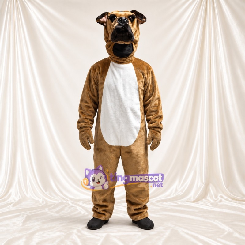 Maskottchenkostüm Hund – braun / weiß – Bauch (weiß); Schnauze (schwarz)