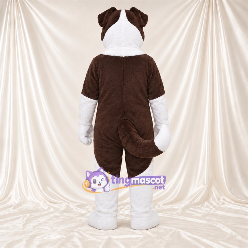 Costume de mascotte Chien – marron / blanc – Langue (rouge); Bas des jambes (blanc) Costume de mascotte Chien – marron / blanc – Langue (rouge); Bas des jambes (blanc)