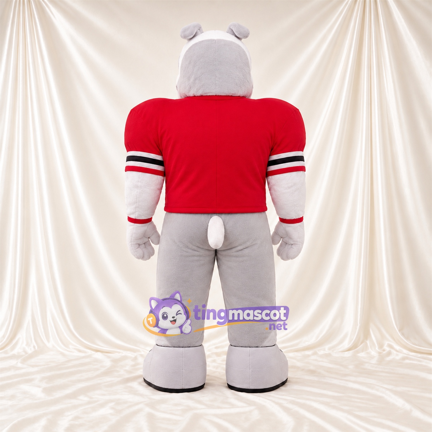 Costume de mascotte Bouledogue – blanc – Chemise (rouge) Costume de mascotte Bouledogue – blanc – Chemise (rouge)