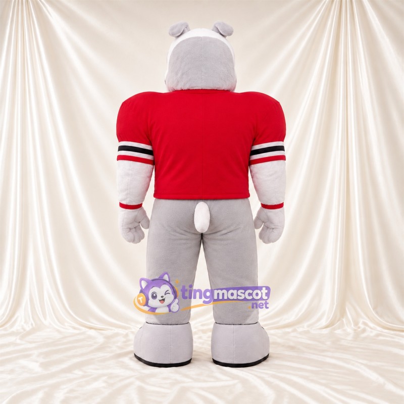 Costume de mascotte Bouledogue – blanc – Chemise (rouge) Costume de mascotte Bouledogue – blanc – Chemise (rouge)