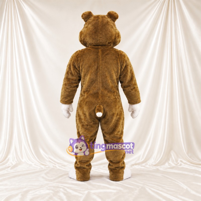 Costume de mascotte Chien – marron / blanc – Torse musclé (blanc); Pieds (blanc) Costume de mascotte Chien – marron / blanc – Torse musclé (blanc); Pieds (blanc)
