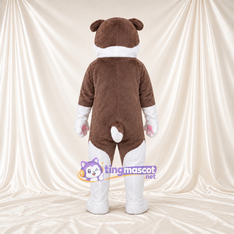 Costume de mascotte Bouledogue – marron / blanc – Coussinets (rose); Langue (rouge) Costume de mascotte Bouledogue – marron / blanc – Coussinets (rose); Langue (rouge)