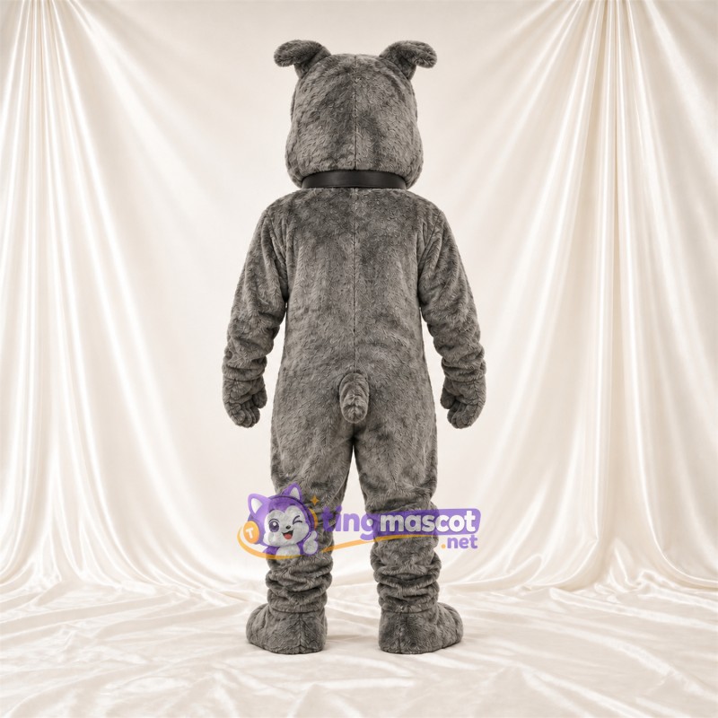 Costume de mascotte Bouledogue – gris – Crocs pointus; Col Costume de mascotte Bouledogue – gris – Crocs pointus; Col