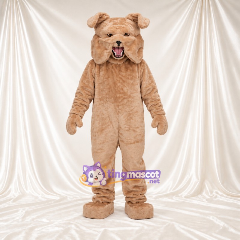 Costume de mascotte Bouledogue – brun clair – Visage; Langue (rose) Costume de mascotte Bouledogue – brun clair – Visage; Langue (rose)