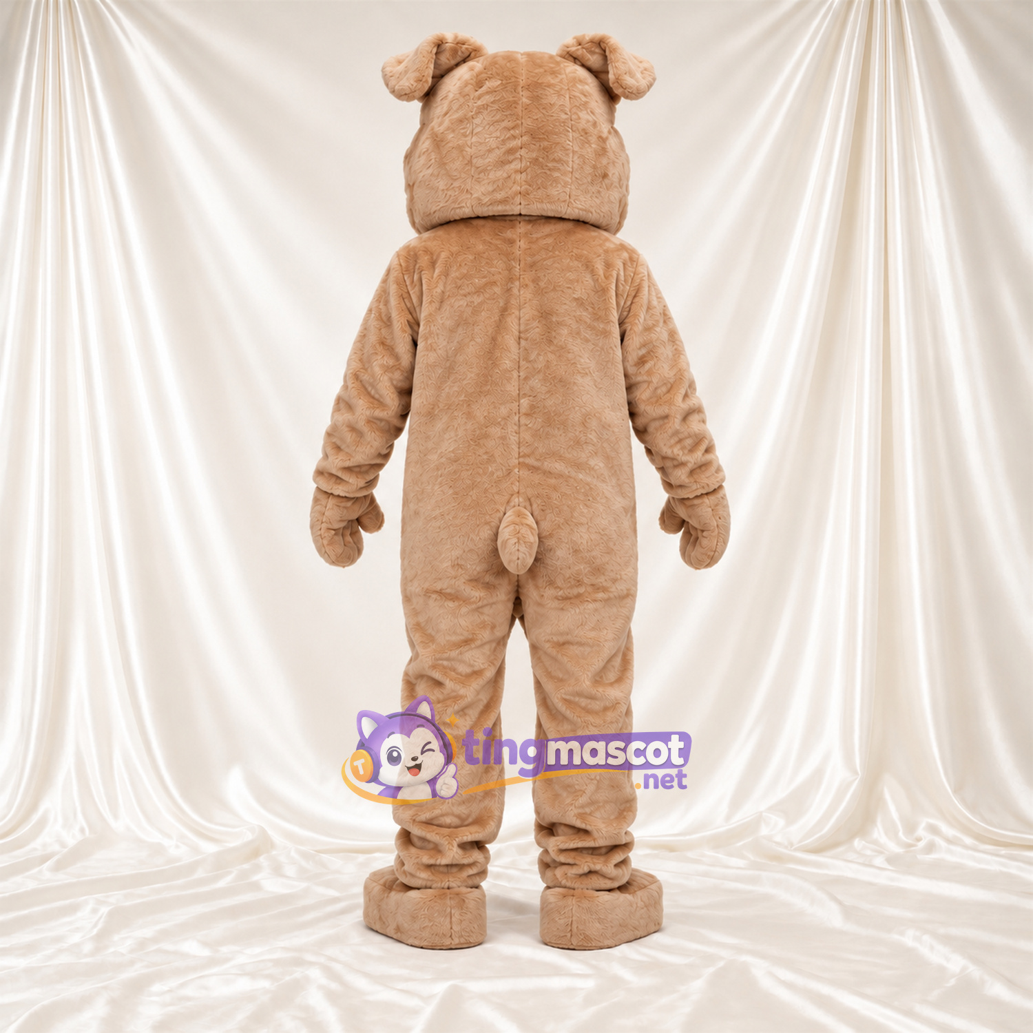 Costume de mascotte Bouledogue – brun clair – Visage; Langue (rose) Costume de mascotte Bouledogue – brun clair – Visage; Langue (rose)