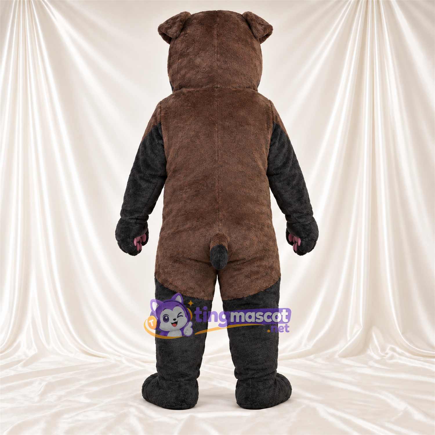 Black Bulldog Mascot Costume - Pink Paw Pads and Red Tongue Black Bulldog Mascot Costume - Pink Paw Pads and Red Tongue