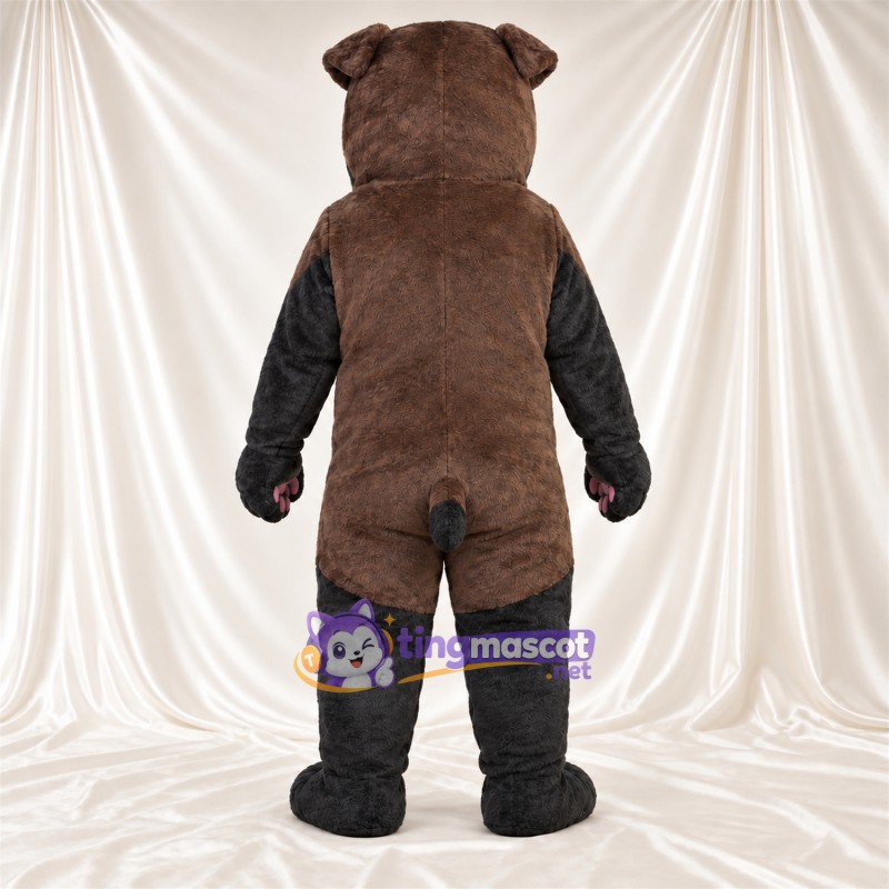 Black Bulldog Mascot Costume - Pink Paw Pads and Red Tongue Black Bulldog Mascot Costume - Pink Paw Pads and Red Tongue