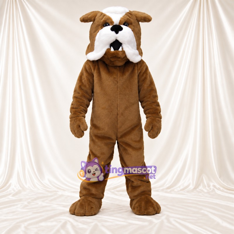 Maskottchenkostüm Bulldogge – braun / weiß – Schnauze (weiß) Maskottchenkostüm Bulldogge – braun / weiß – Schnauze (weiß)