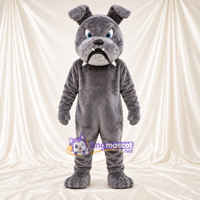 Costume de mascotte Bouledogue – gris – Museau (blanc); Visage