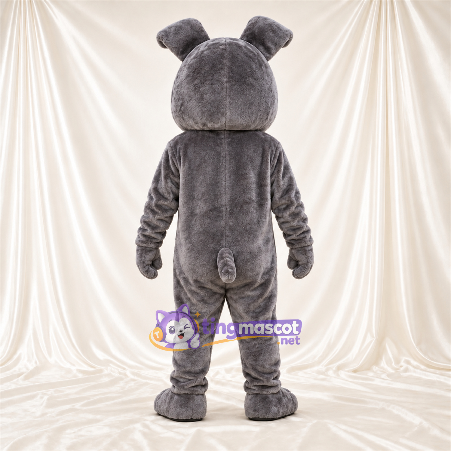 Costume de mascotte Bouledogue – gris – Museau (blanc); Visage Costume de mascotte Bouledogue – gris – Museau (blanc); Visage