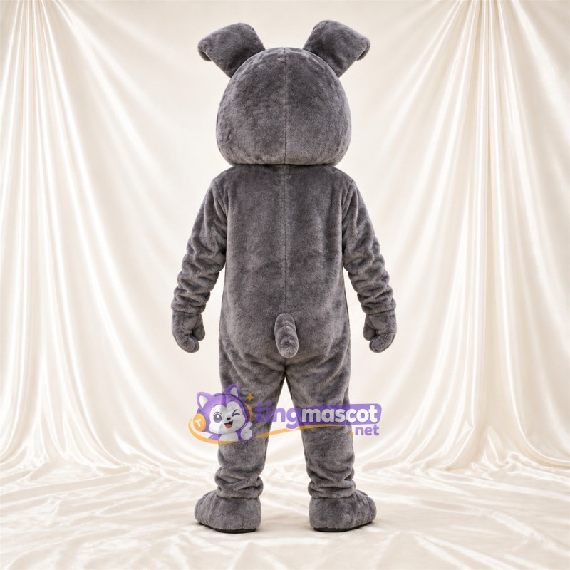 Costume de mascotte Bouledogue – gris – Museau (blanc); Visage Costume de mascotte Bouledogue – gris – Museau (blanc); Visage