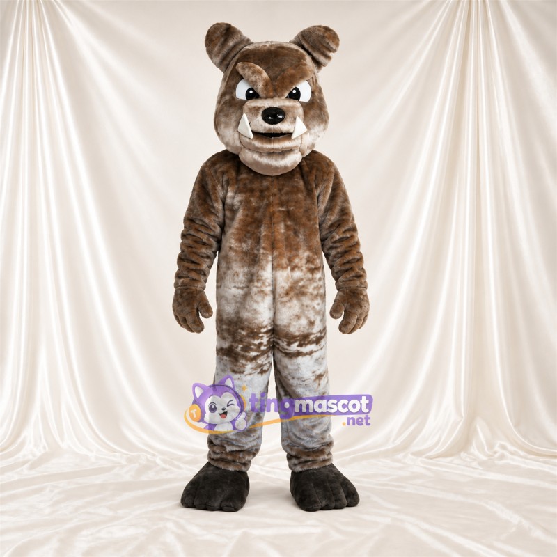Costume de mascotte Bouledogue – gris – Pieds (noir); Bas des jambes (blanc) Costume de mascotte Bouledogue – gris – Pieds (noir); Bas des jambes (blanc)