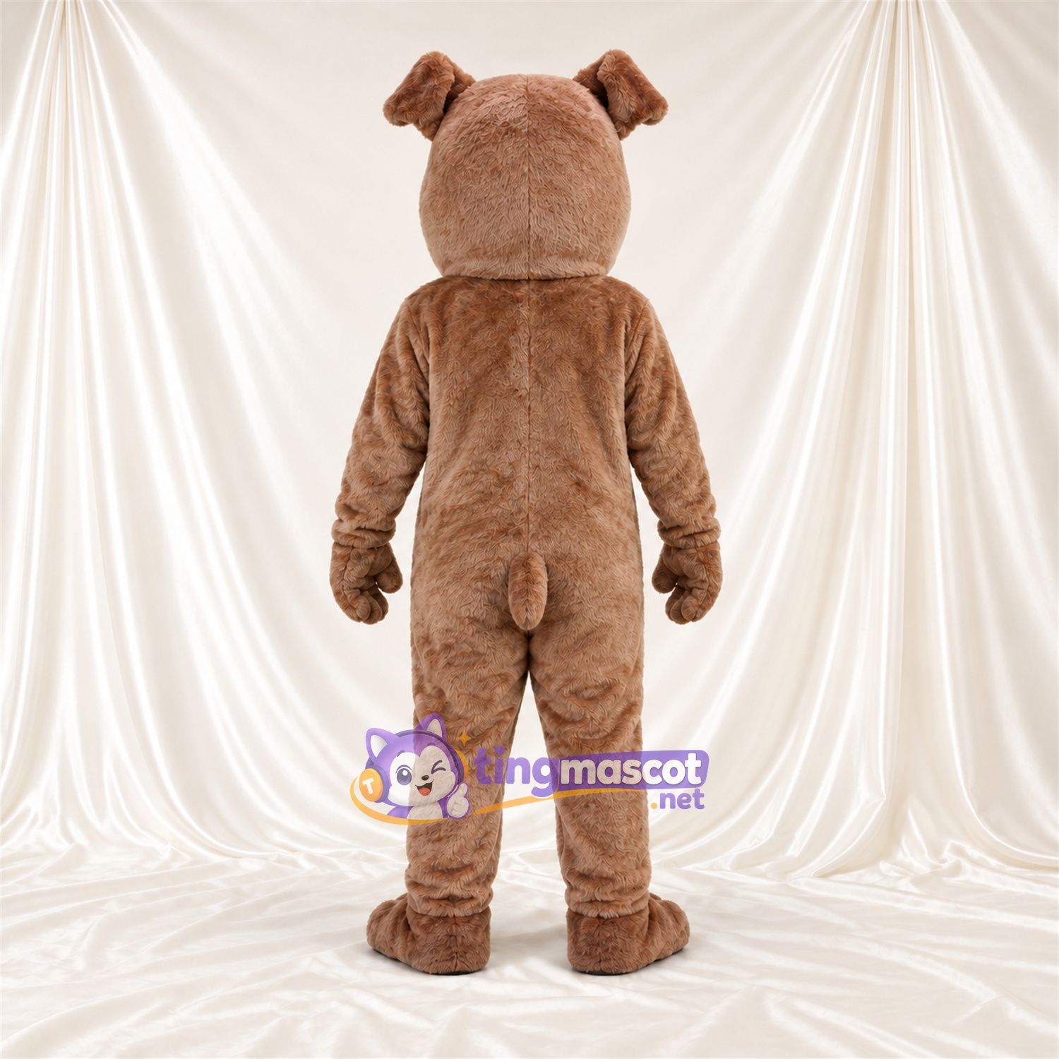Costume de mascotte Bouledogue – marron – Bouche ouverte; Crocs pointus Costume de mascotte Bouledogue – marron – Bouche ouverte; Crocs pointus