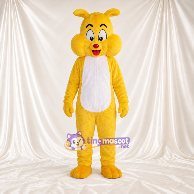Costume de mascotte Lapin – jaune – Ventre (blanc); Nez (rouge) Costume de mascotte Lapin – jaune – Ventre (blanc); Nez (rouge)
