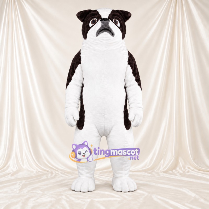 Black and White Bulldog Mascot Costume Black and White Bulldog Mascot Costume