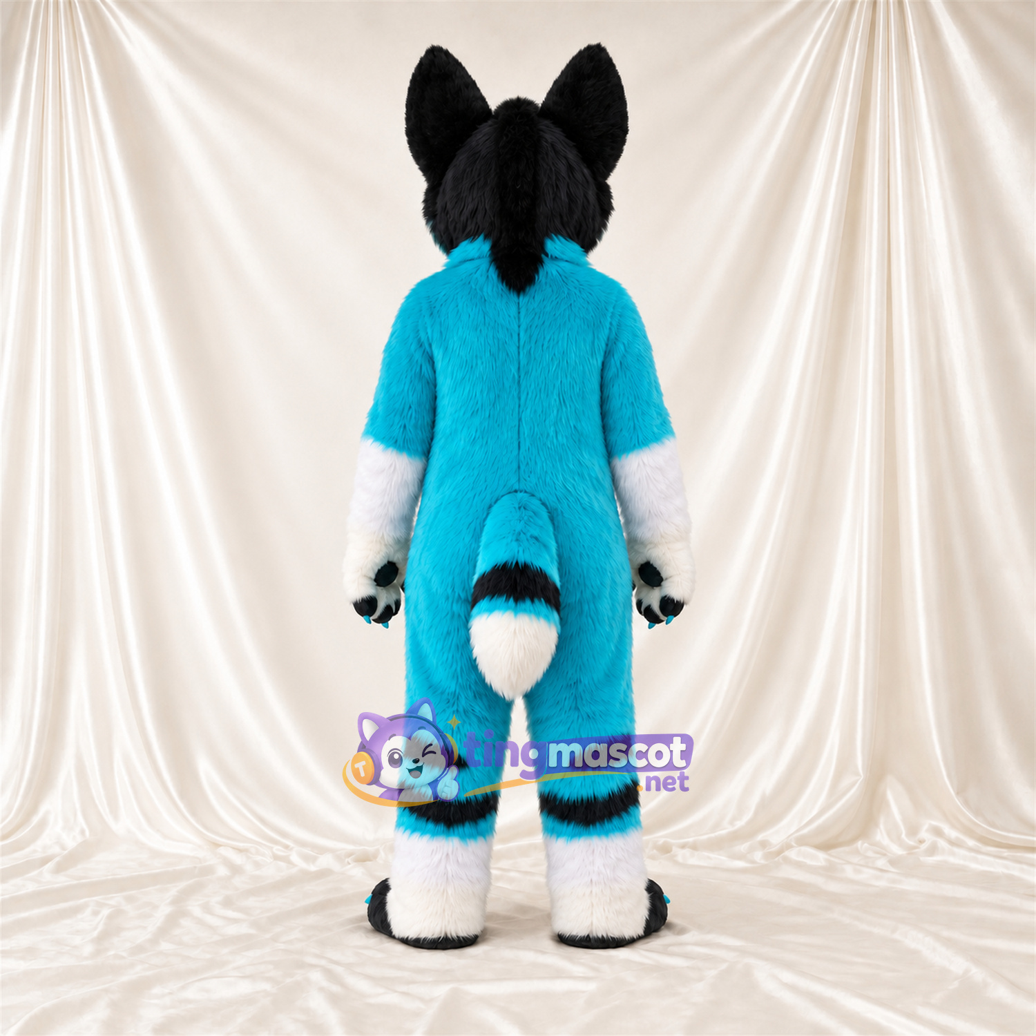 Costume de mascotte Husky – bleu / blanc – Coussinets (bleu); Jambes Costume de mascotte Husky – bleu / blanc – Coussinets (bleu); Jambes