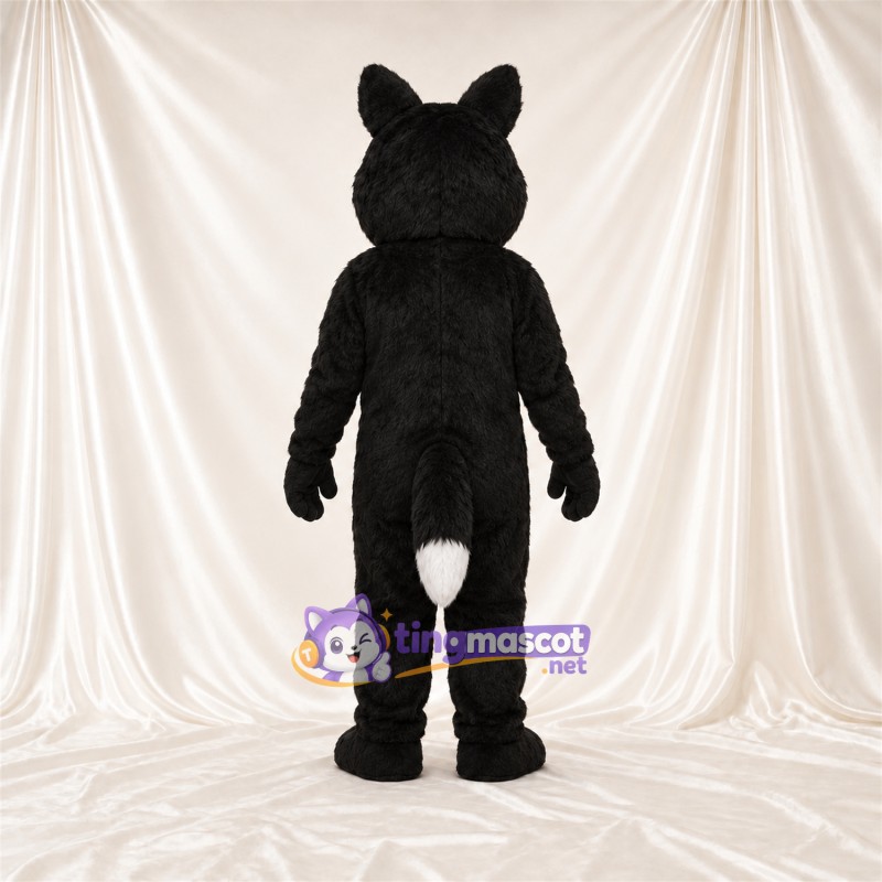 Costume de mascotte Husky – noir / blanc – Bout de la queue (blanc); Yeux (bleu) Costume de mascotte Husky – noir / blanc – Bout de la queue (blanc); Yeux (bleu)