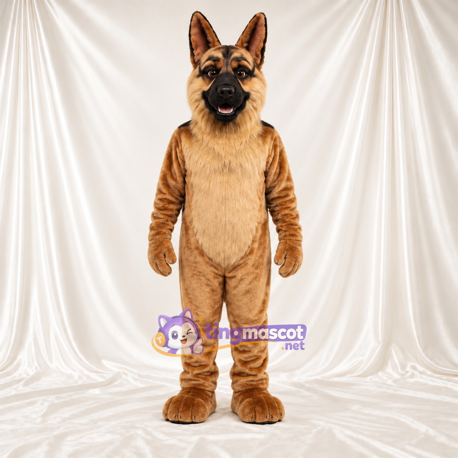 Costume de mascotte Berger allemand – brun clair / noir – Museau (noir) Costume de mascotte Berger allemand – brun clair / noir – Museau (noir)