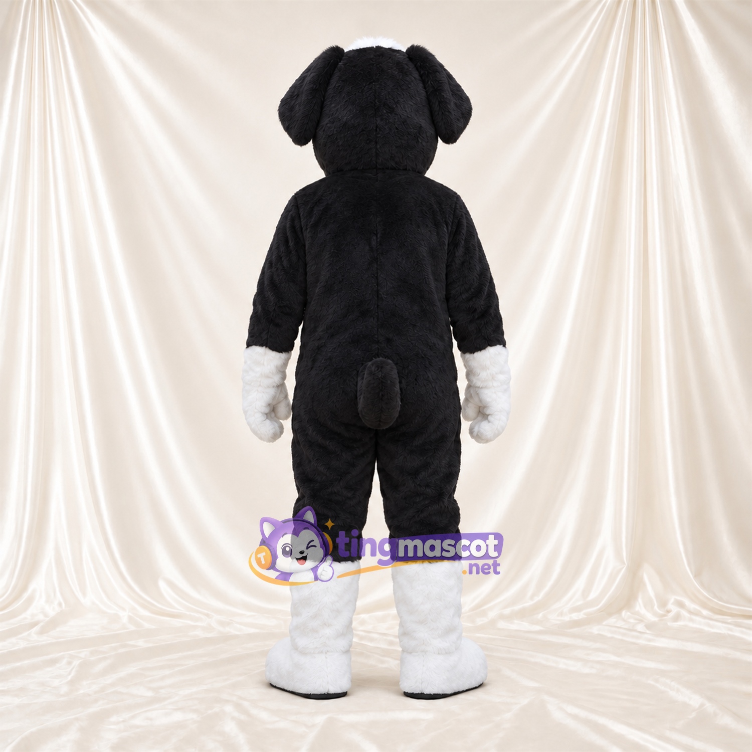 Black and White Dog Mascot Costume - White Gloves and White Lower Legs Black and White Dog Mascot Costume - White Gloves and White Lower Legs