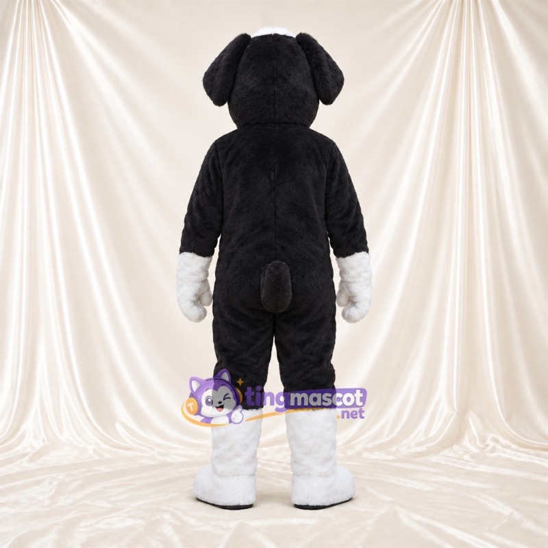 Black and White Dog Mascot Costume - White Gloves and White Lower Legs Black and White Dog Mascot Costume - White Gloves and White Lower Legs