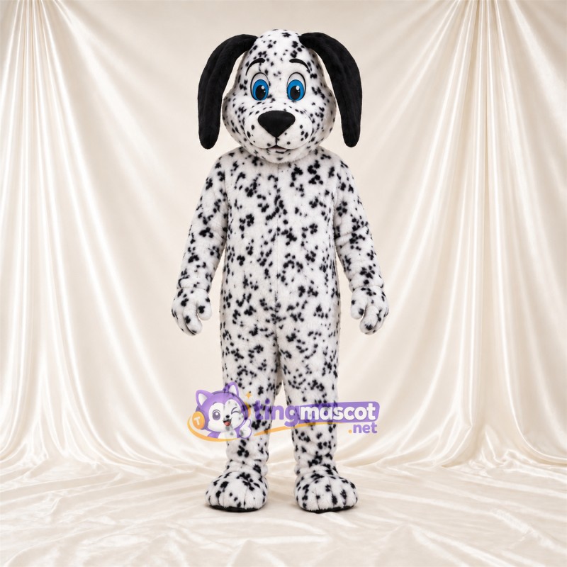 Maskottchenkostüm Dalmatiner – schwarz / weiß – Augen (blau); Dichte kleine Flecken Maskottchenkostüm Dalmatiner – schwarz / weiß – Augen (blau); Dichte kleine Flecken