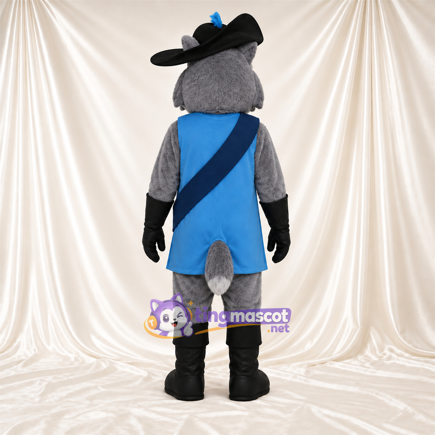 Black and White Mouse Mascot Costume - Blue Pirate Outfit Black and White Mouse Mascot Costume - Blue Pirate Outfit