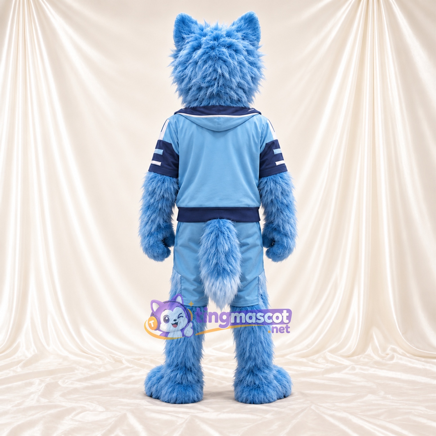 Blue and White Husky Mascot Costume - Blue Jacket Blue and White Husky Mascot Costume - Blue Jacket