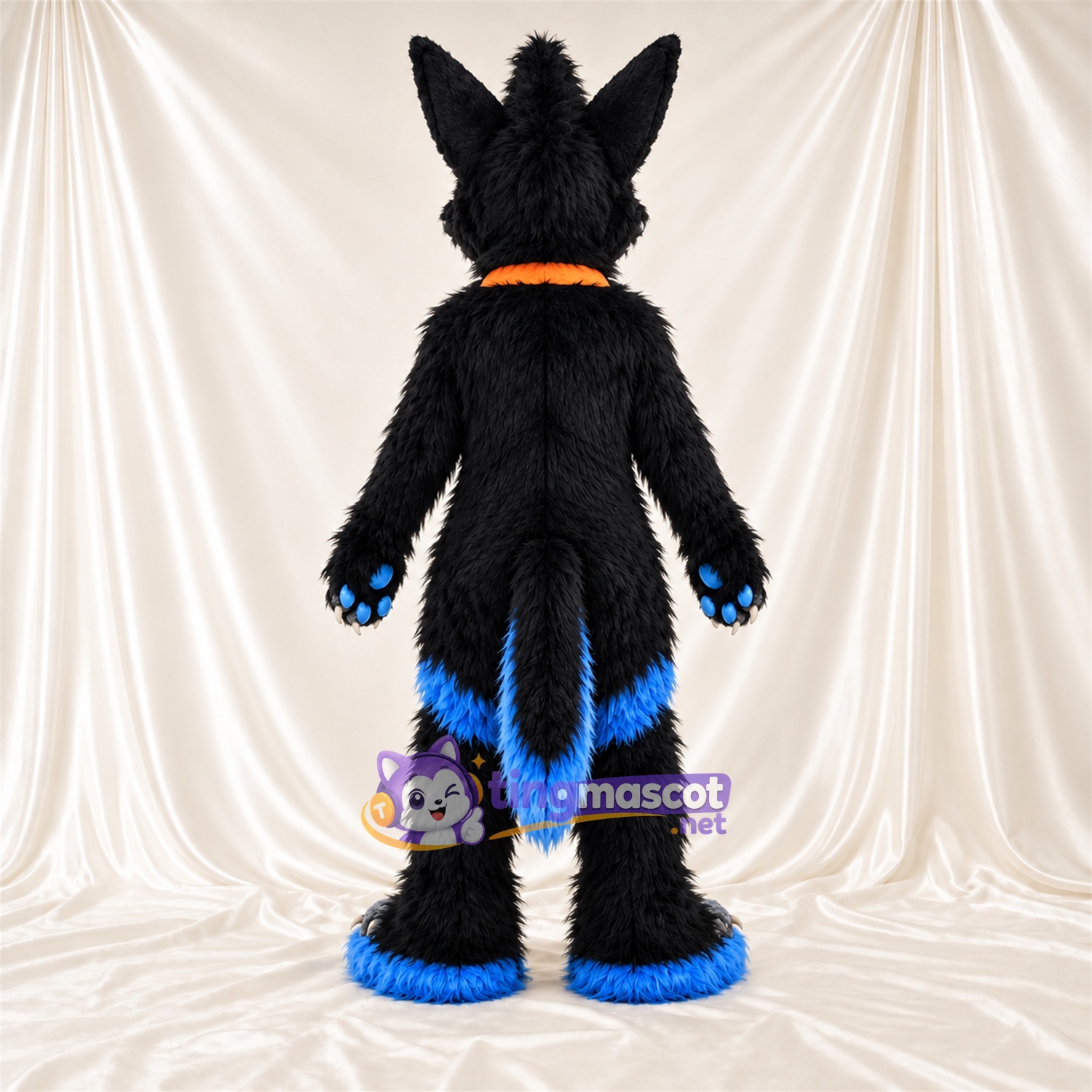 Costume de mascotte Chien – noir / bleu Costume de mascotte Chien – noir / bleu