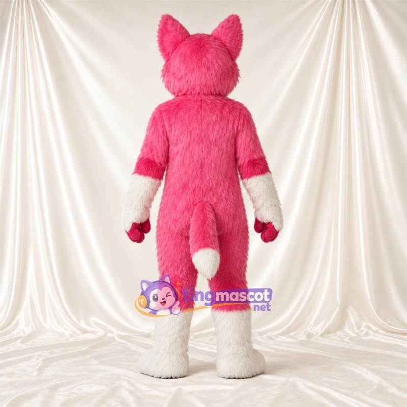 Costume de mascotte Husky – rose / blanc Costume de mascotte Husky – rose / blanc