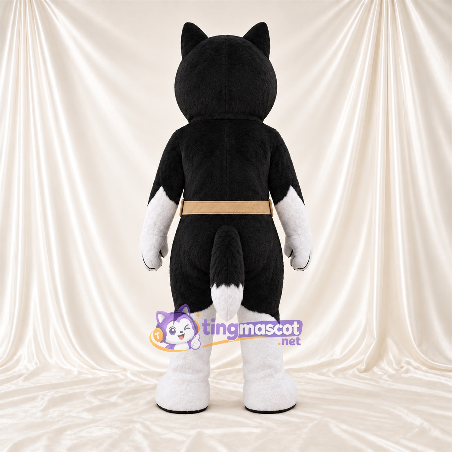 Costume de mascotte Husky – noir / blanc – Poche ventrale Costume de mascotte Husky – noir / blanc – Poche ventrale