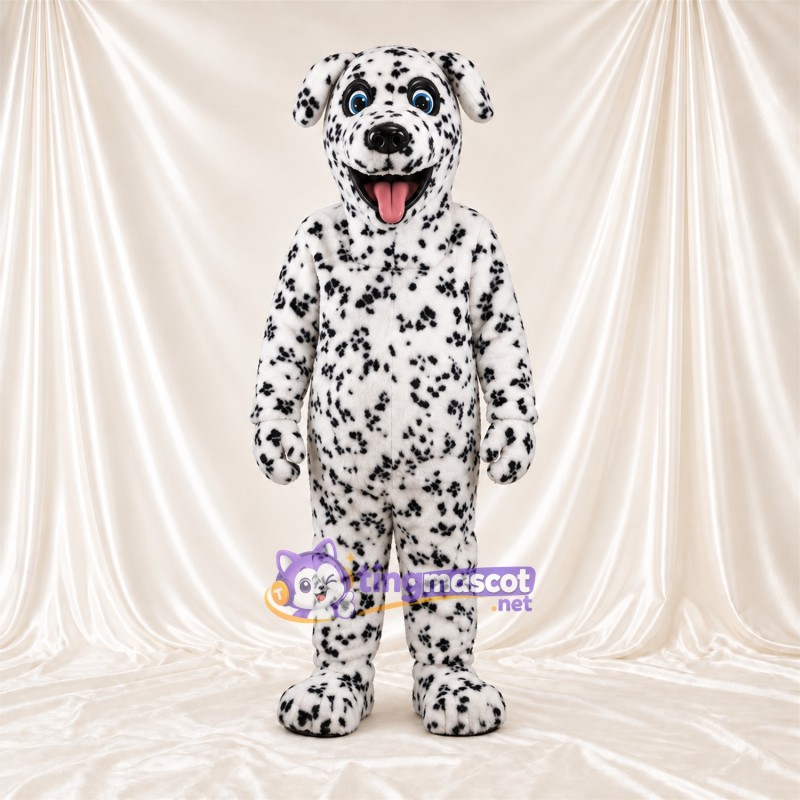 Black and White Dalmatian Mascot Costume - Pink Tongue and Black Spots Black and White Dalmatian Mascot Costume - Pink Tongue and Black Spots